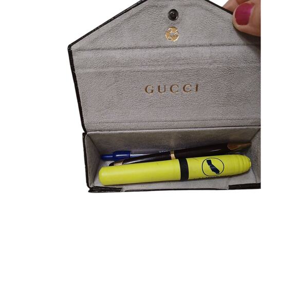 Gucci Collapsible Trifold GG Brown Leather Case Eyeglasses Sunglasses Organizer - Picture 3 of 9